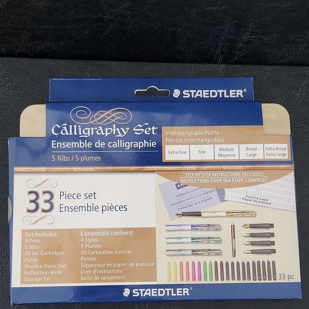 New! Staedtler 33 Piece Calligraphy Set With Interchangeable Points 5 Nibs/ 5 Pl